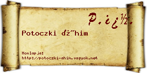 Potoczki Áhim névjegykártya